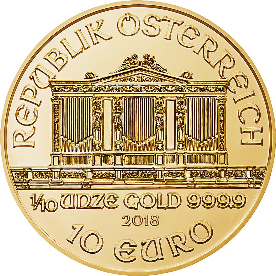 View 2: Gold Austrian Philharmonic 1/10 oz (Random Year)