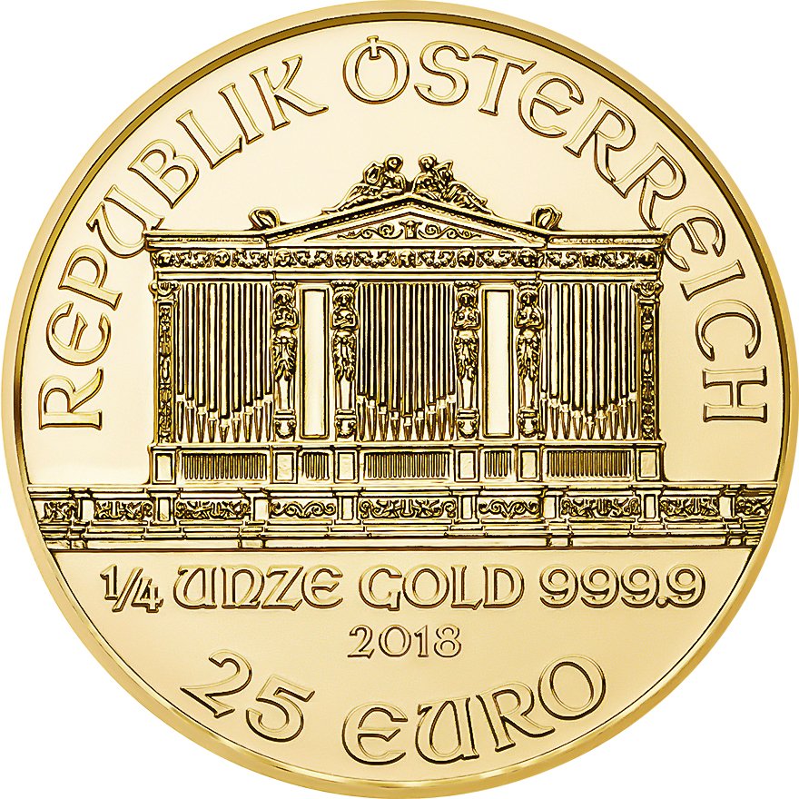 View 2: Gold Austrian Philharmonic 1/4 oz (Random Year) 