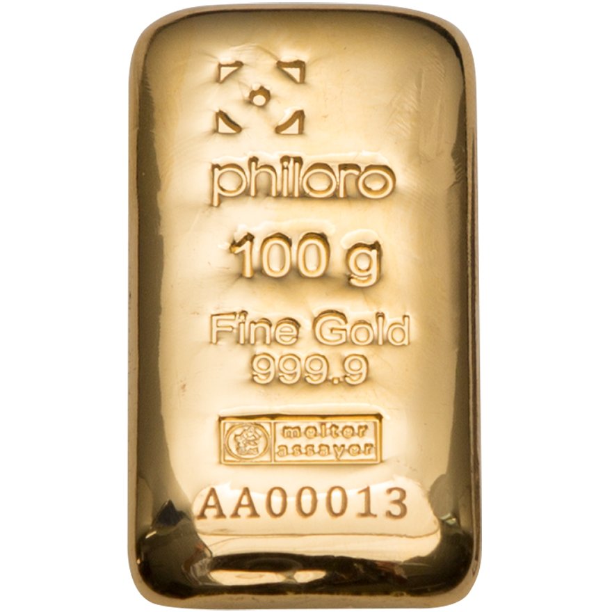 View 1: Gold bar 100 gram cast - philoro