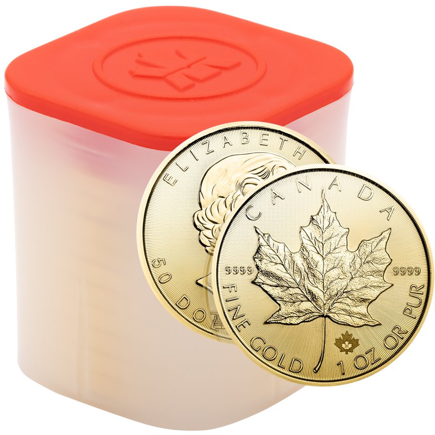 View 1: Gold Canadian Maple Leaf 1 Tube - 10 x 1 oz