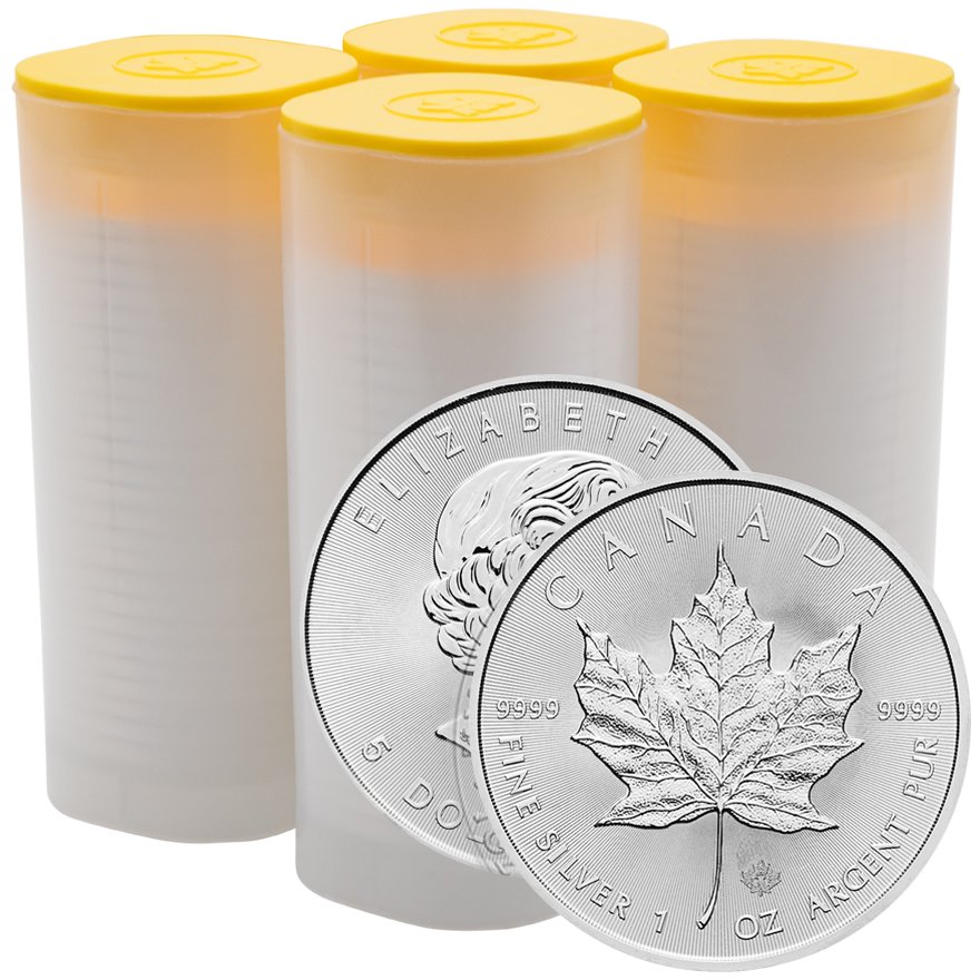 View 1: Silver Canadian Maple Leaf 4 Tubes - 100 x 1 oz
