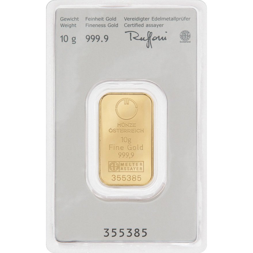 View 2: Gold bar 10 gram - Austrian Mint