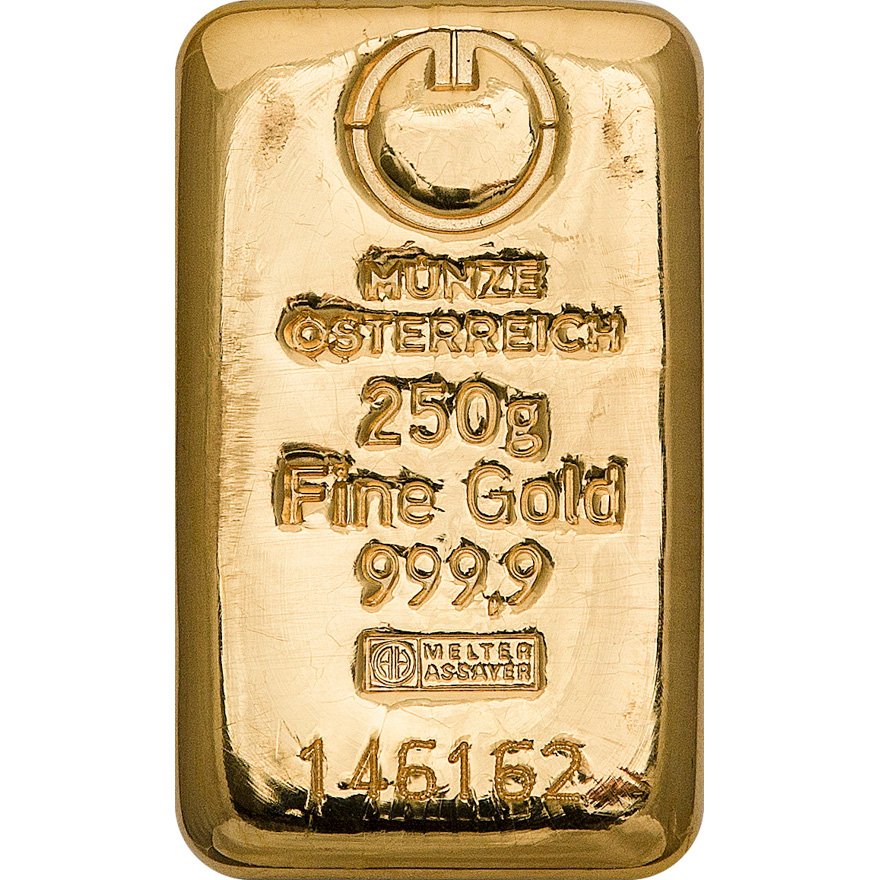 View 1: Gold bar 250 gram - Austrian Mint