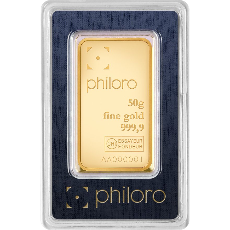 View 1: Gold bar 50 gram - philoro