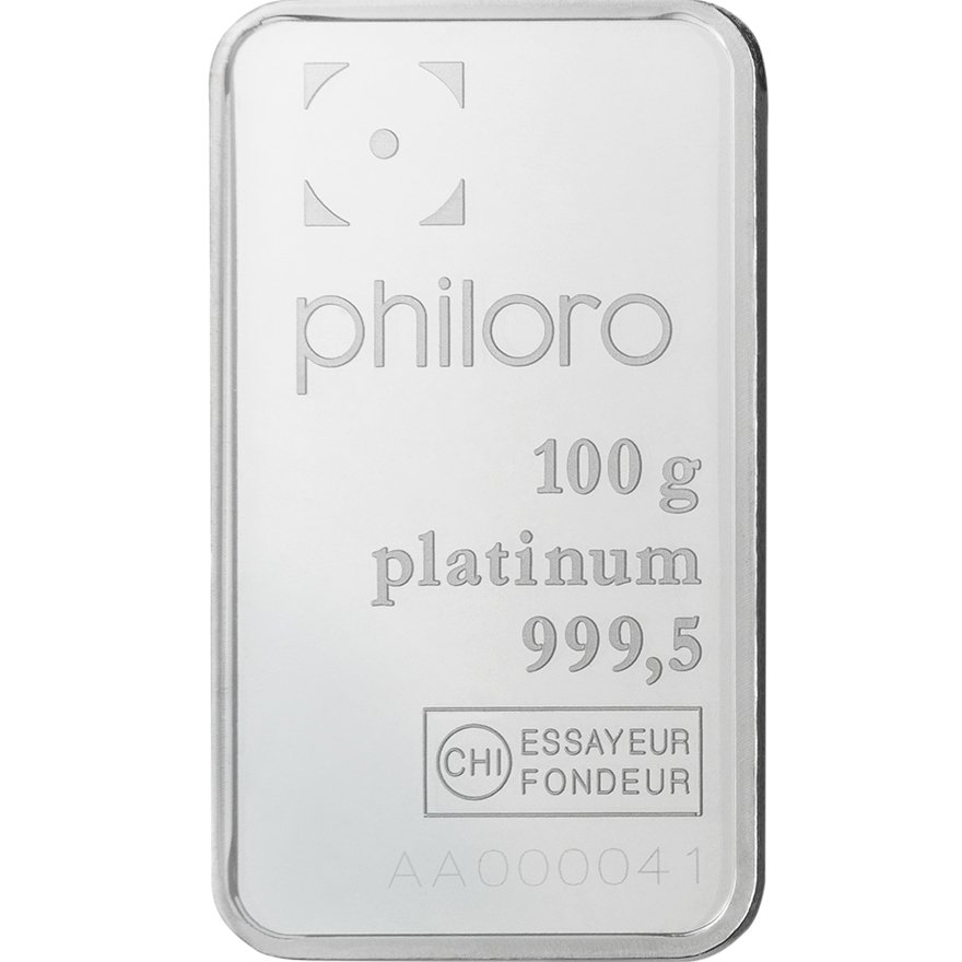 View 3: Platinum bar 100 gram - philoro
